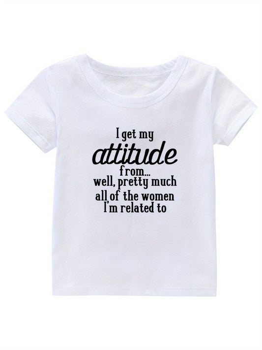 Attitude Print Girl's Cotton T shirt Casual Tee For Summer
