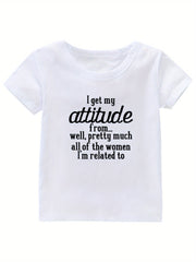 Attitude Print Girl's Cotton T shirt Casual Tee For Summer