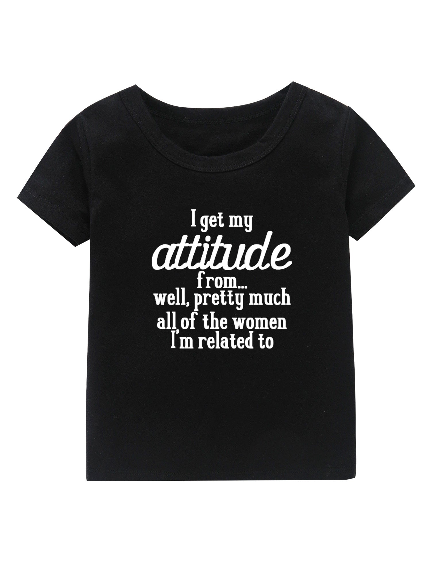 Attitude Print Girl's Cotton T shirt Casual Tee For Summer