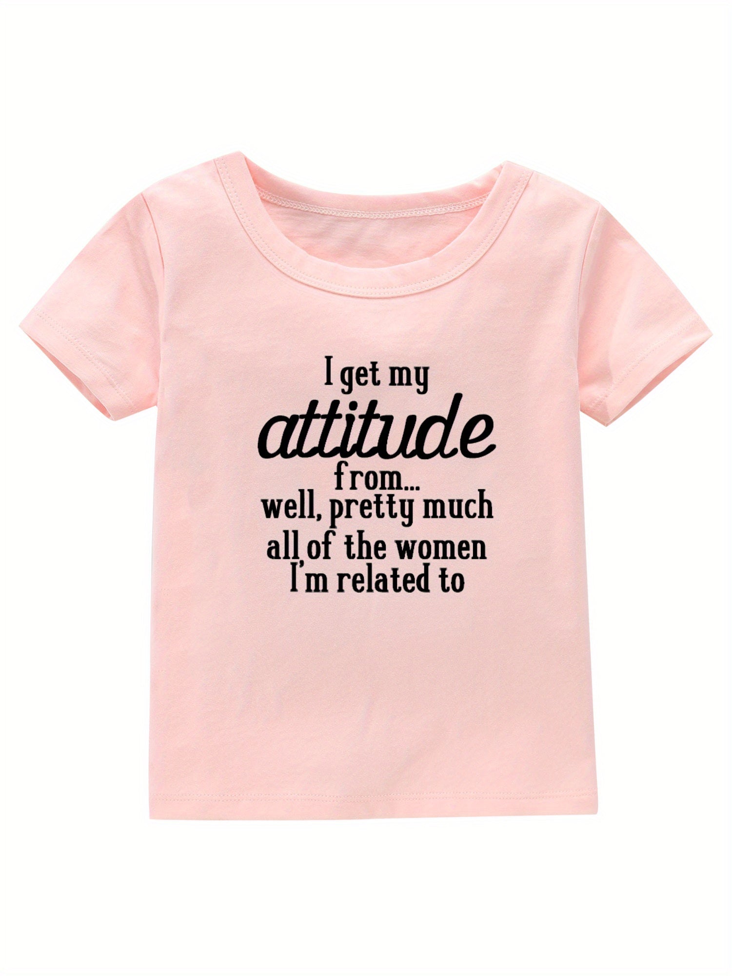 Attitude Print Girl's Cotton T shirt Casual Tee For Summer