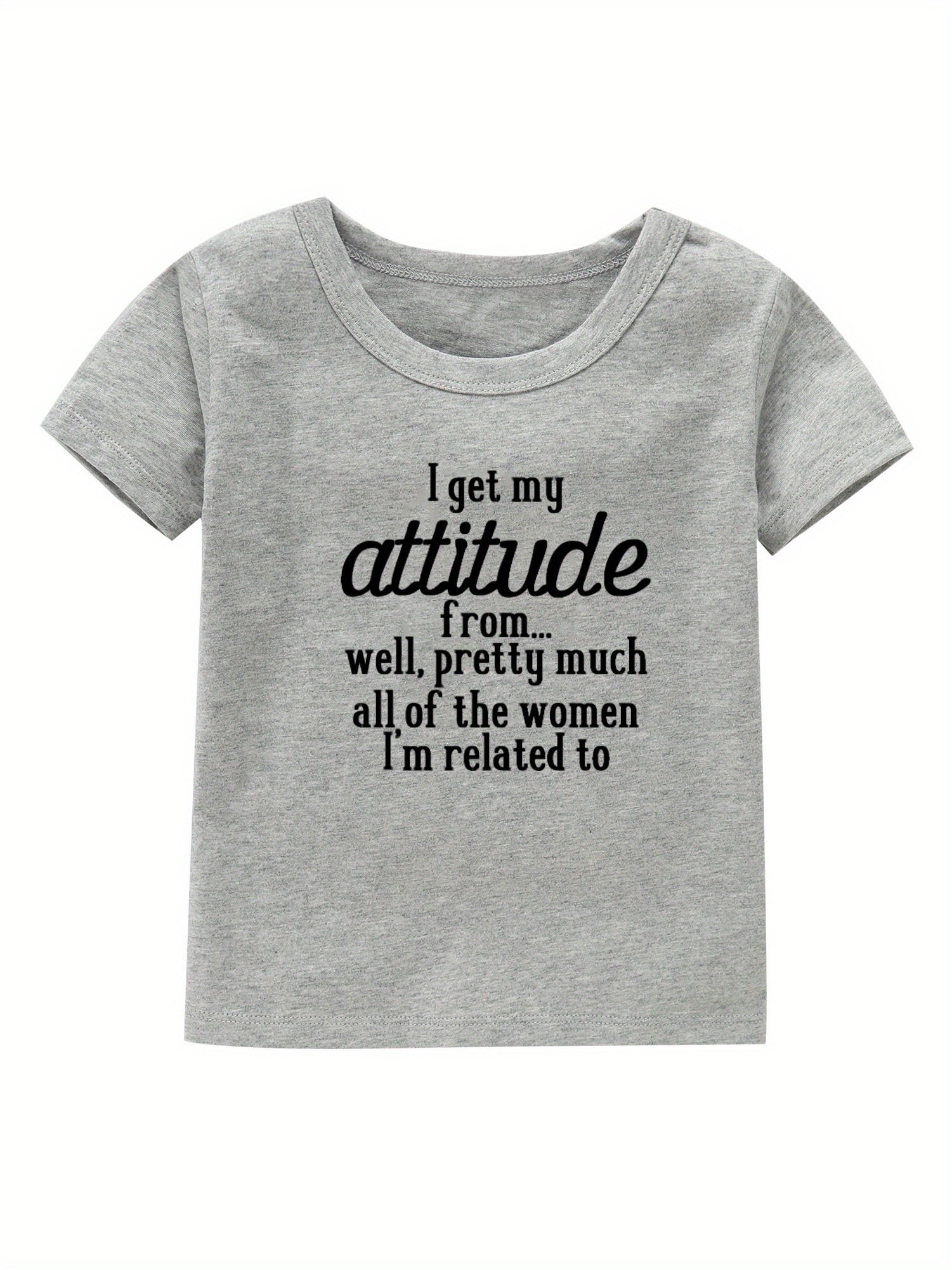 Attitude Print Girl's Cotton T shirt Casual Tee For Summer