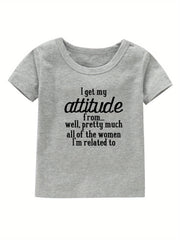 Attitude Print Girl's Cotton T shirt Casual Tee For Summer