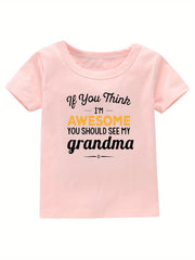 Grandma Print Girl's Cotton T shirt for Summer