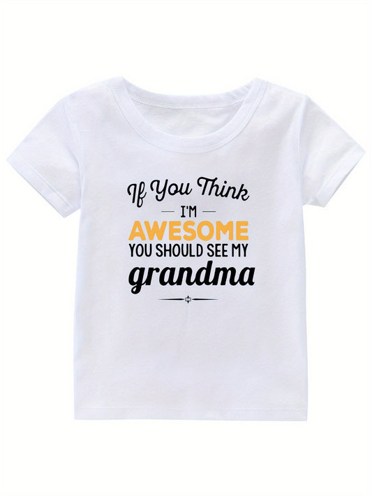 Grandma Print Girl's Cotton T shirt for Summer