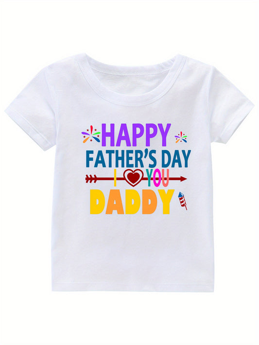 Father's Print Girl's Cotton T shirt Casual Tee For Summer