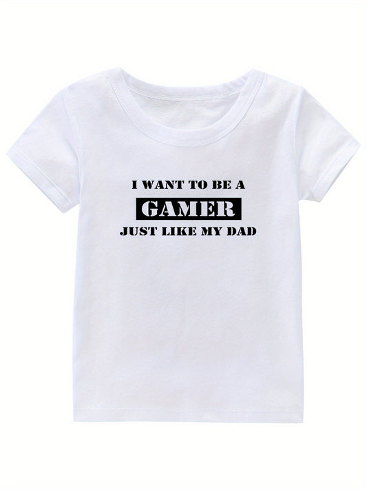 Gamer Print Girl's Cotton T shirt Casual Slight Stretch Tee