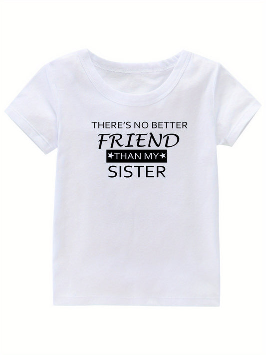 Sister Print Girl's Cotton T-shirt for Summer