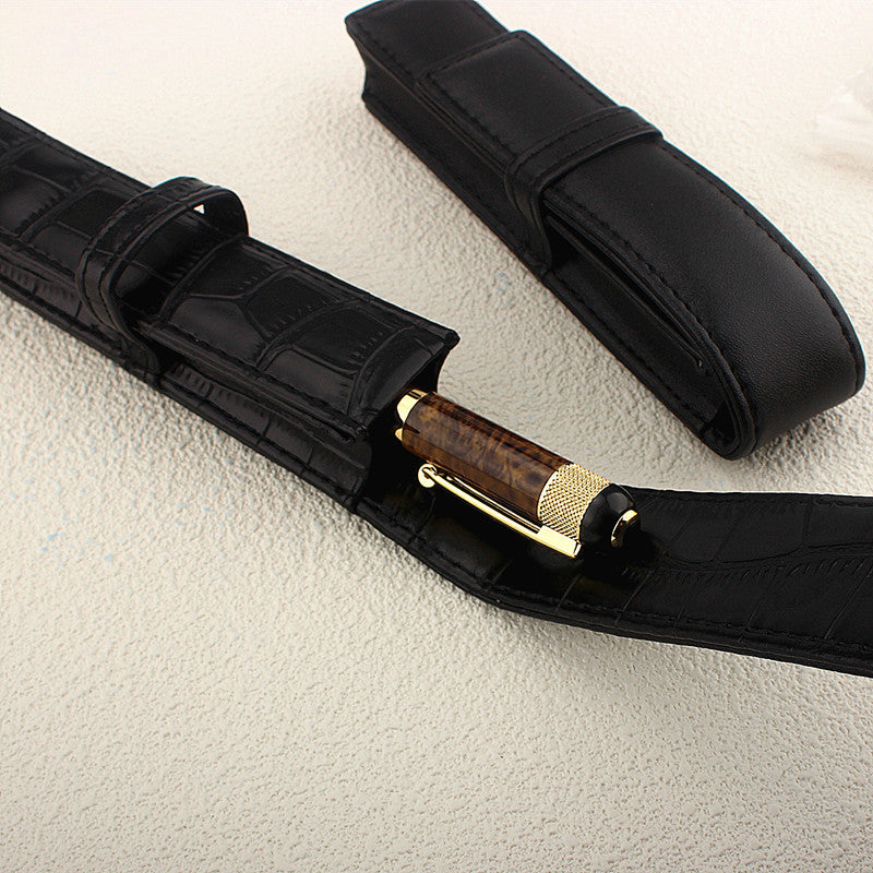 Pen Pouch Holder Real PU Washing Pen Bag