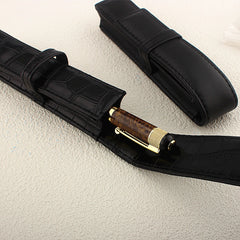 Pen Pouch Holder Real PU Washing Pen Bag