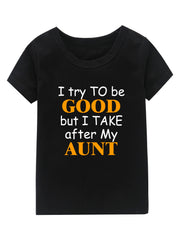 Good Aunt Print Girl's Cotton T-shirt for Summer