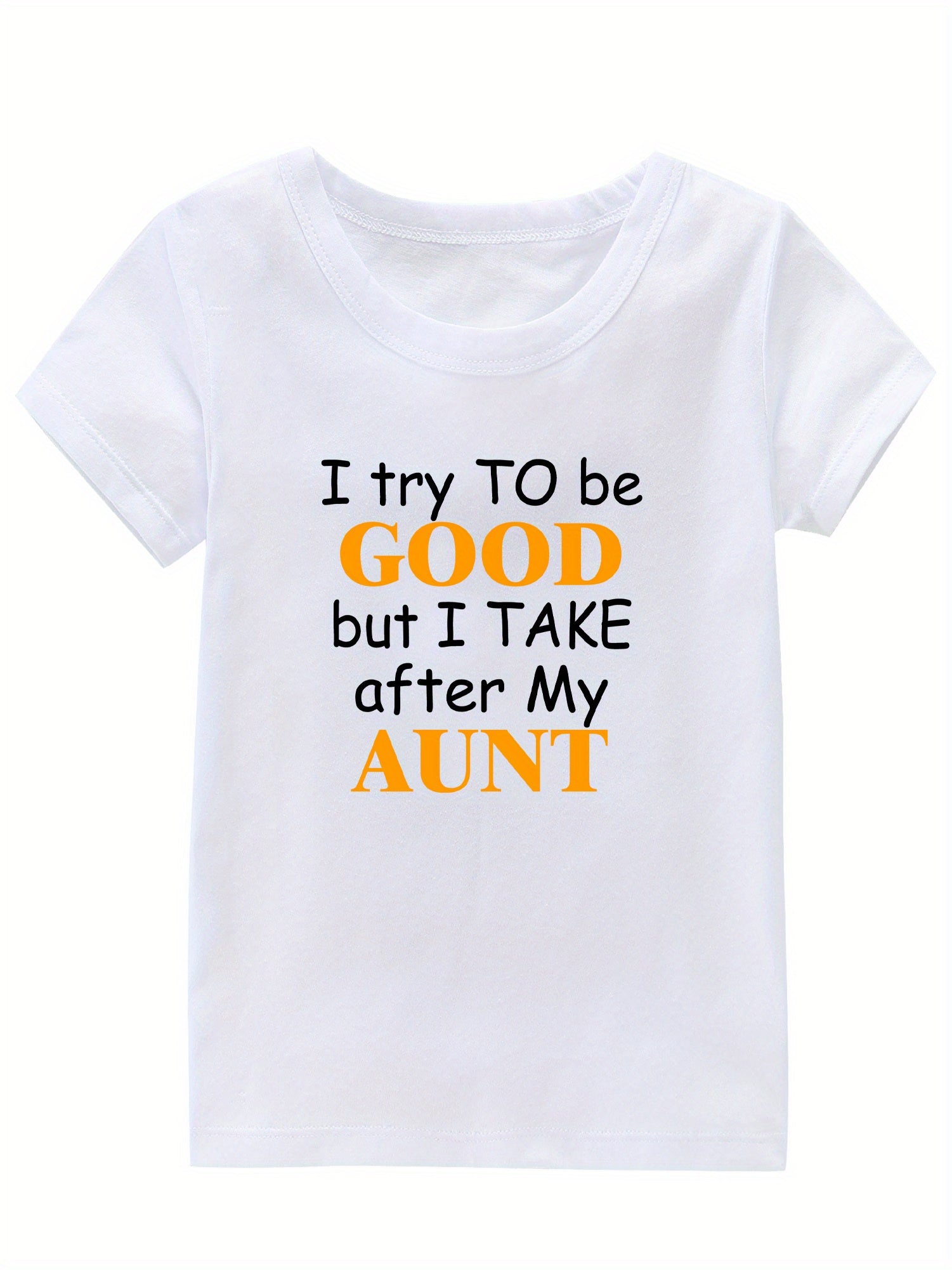 Good Aunt Print Girl's Cotton T-shirt for Summer