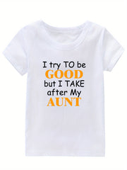 Good Aunt Print Girl's Cotton T-shirt for Summer