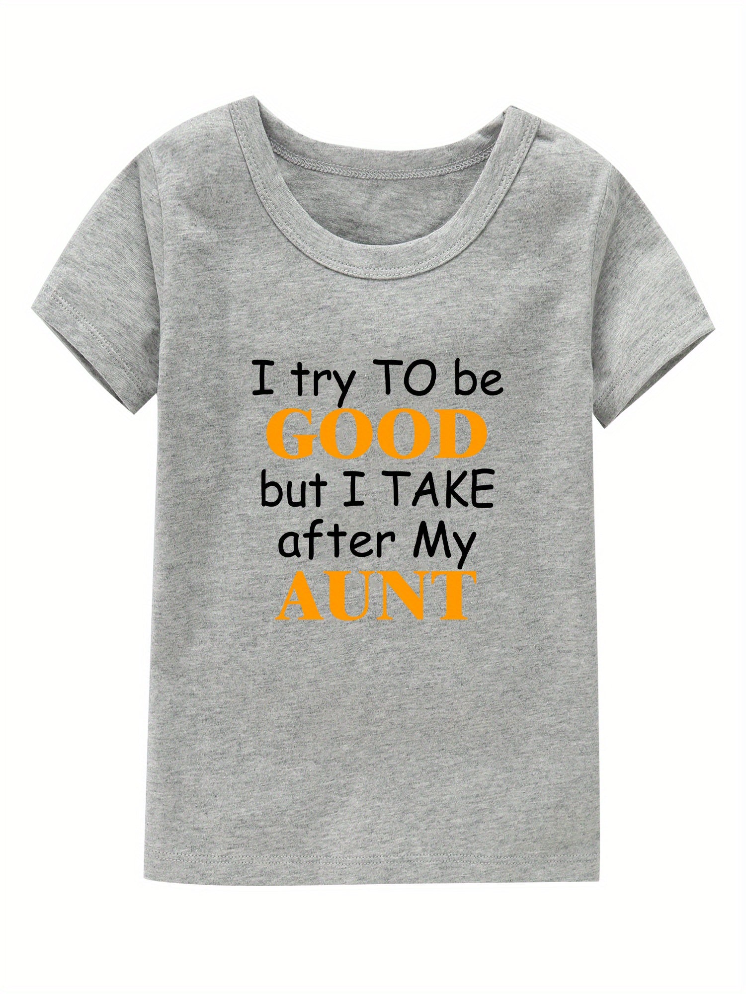 Good Aunt Print Girl's Cotton T-shirt for Summer