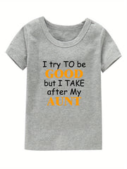 Good Aunt Print Girl's Cotton T-shirt for Summer