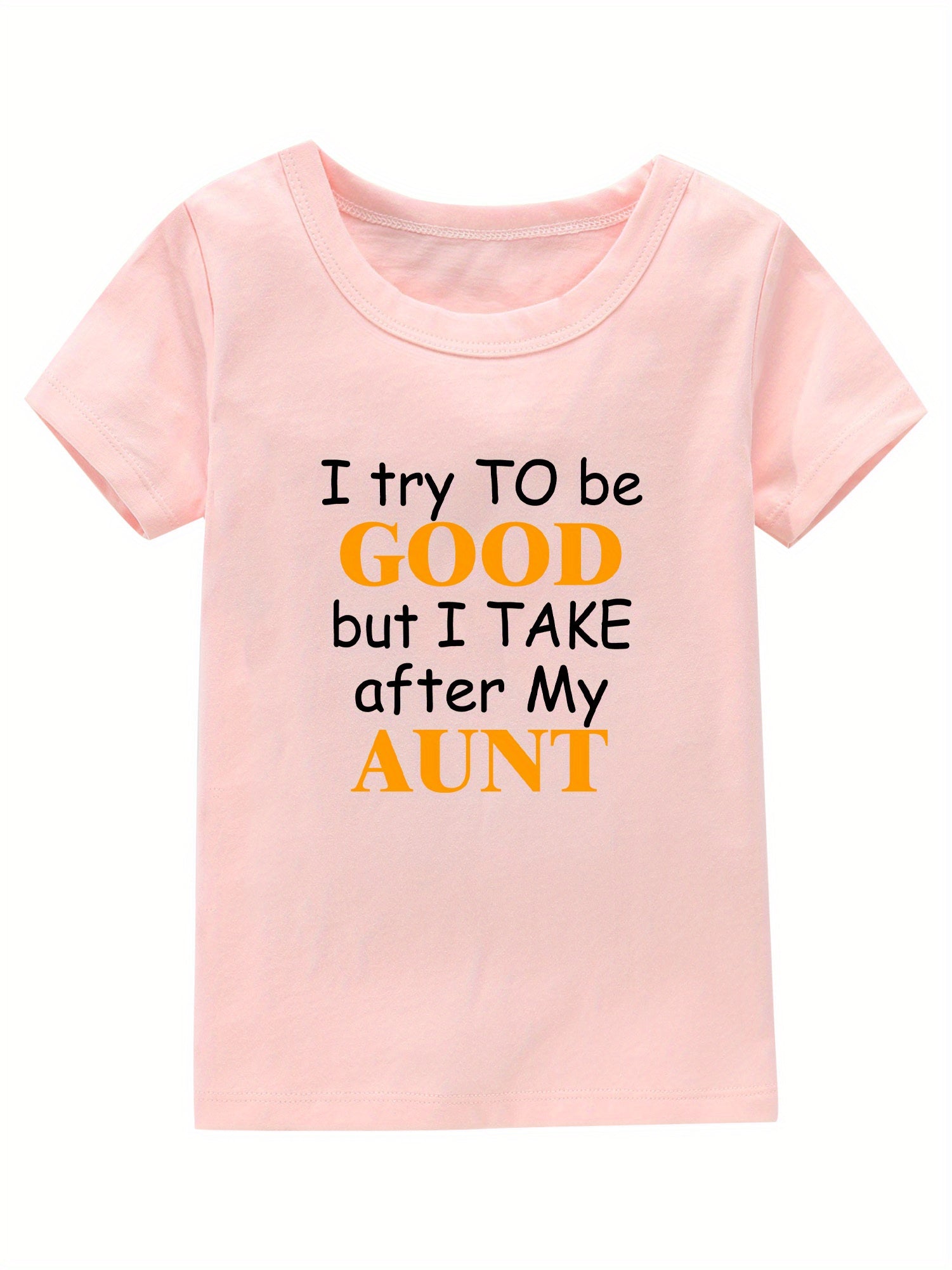Good Aunt Print Girl's Cotton T-shirt for Summer