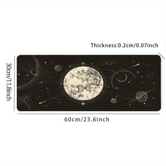 Starry Sky Moon Mouse Pad 35.4x15.7 Inch Non-Slip Rubber Base Mousepad