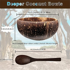 4pcs Coconut Bowl Set for Salad, Noodles, Yogurt - Kitchen Dinnerware