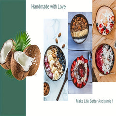 4pcs Coconut Bowl Set for Salad, Noodles, Yogurt - Kitchen Dinnerware