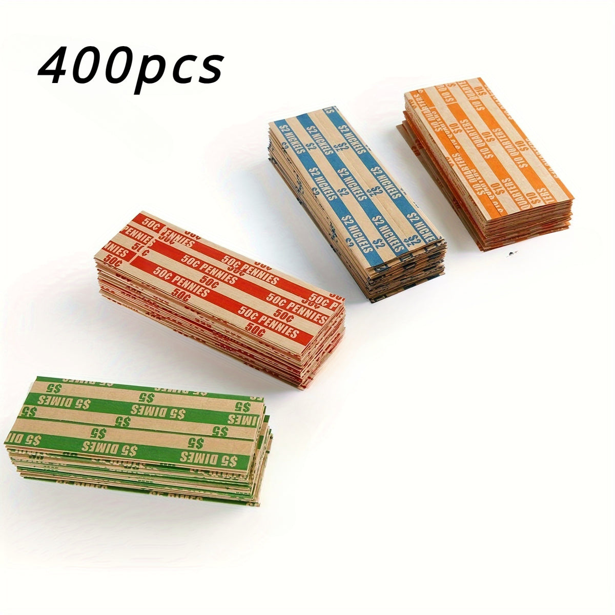 Assorted Bundle of Flat Striped Coin Wrappers - 100pcs/400pcs