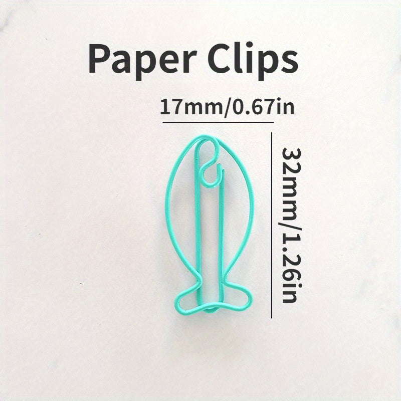 20pcs Fish Shape Paper Clips Metal Bookmarks Office Stationery Gift