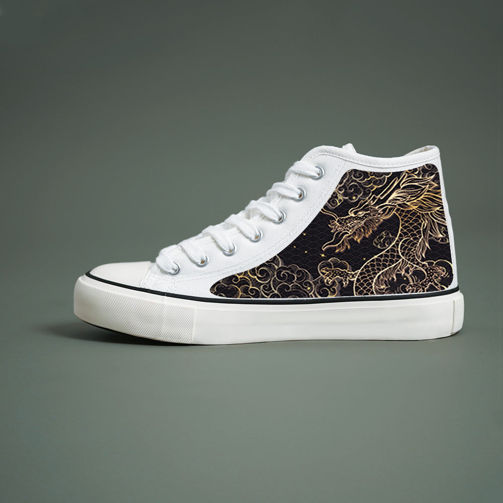 Dragon Print Heighten Chunky Canvas Sneakers