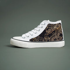 Dragon Print Heighten Chunky Canvas Sneakers