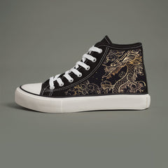 Dragon Print Heighten Chunky Canvas Sneakers
