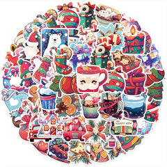 50 Christmas Fun Waterproof Doodle Sticker For Laptop PC Tablet