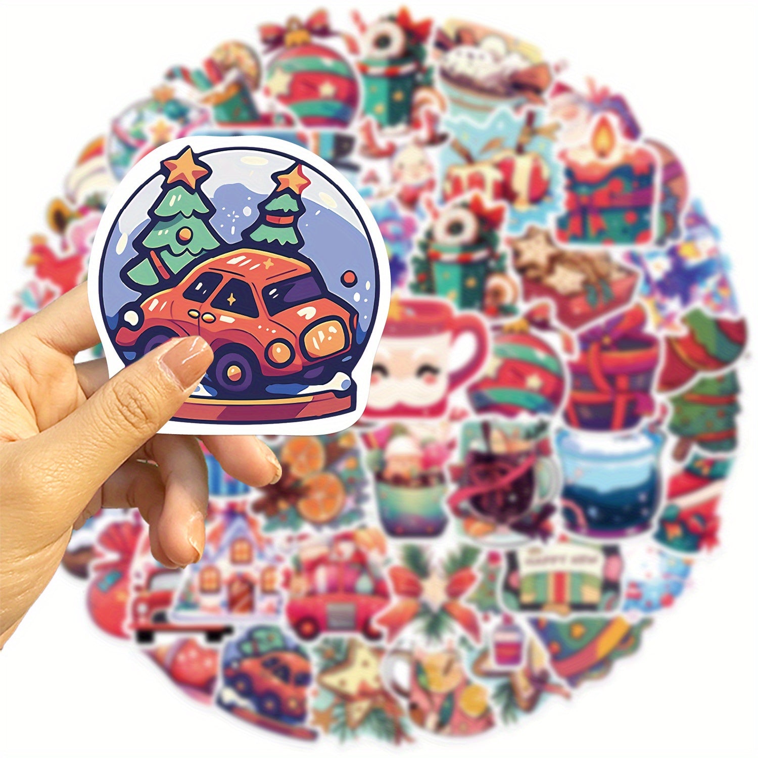 50 Christmas Fun Waterproof Doodle Sticker For Laptop PC Tablet