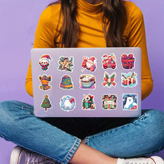 50 Christmas Fun Waterproof Doodle Sticker For Laptop PC Tablet