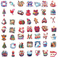 50 Christmas Fun Waterproof Doodle Sticker For Laptop PC Tablet