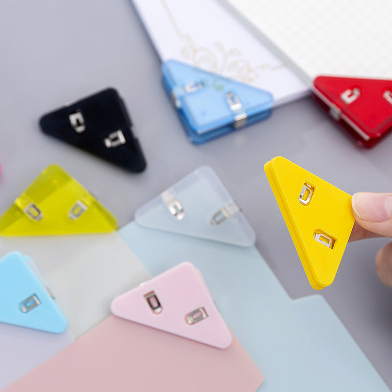 8pcs Mixed Colour Triangle Book Clips Plastic File Folder Right Angle Clip