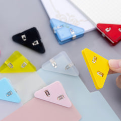 8pcs Mixed Colour Triangle Book Clips Plastic File Folder Right Angle Clip