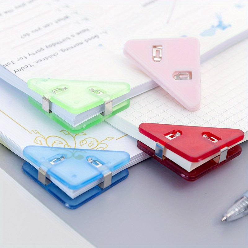 8pcs Mixed Colour Triangle Book Clips Plastic File Folder Right Angle Clip