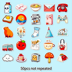 50pcs Healing Life Item Decorative Stickers Luggage Water Home Graffiti