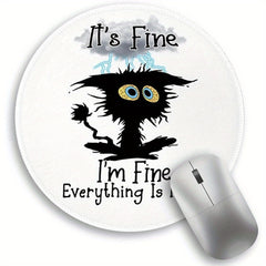 Funny Cat Round Mouse Pad - Small Mouse Mat for Computer