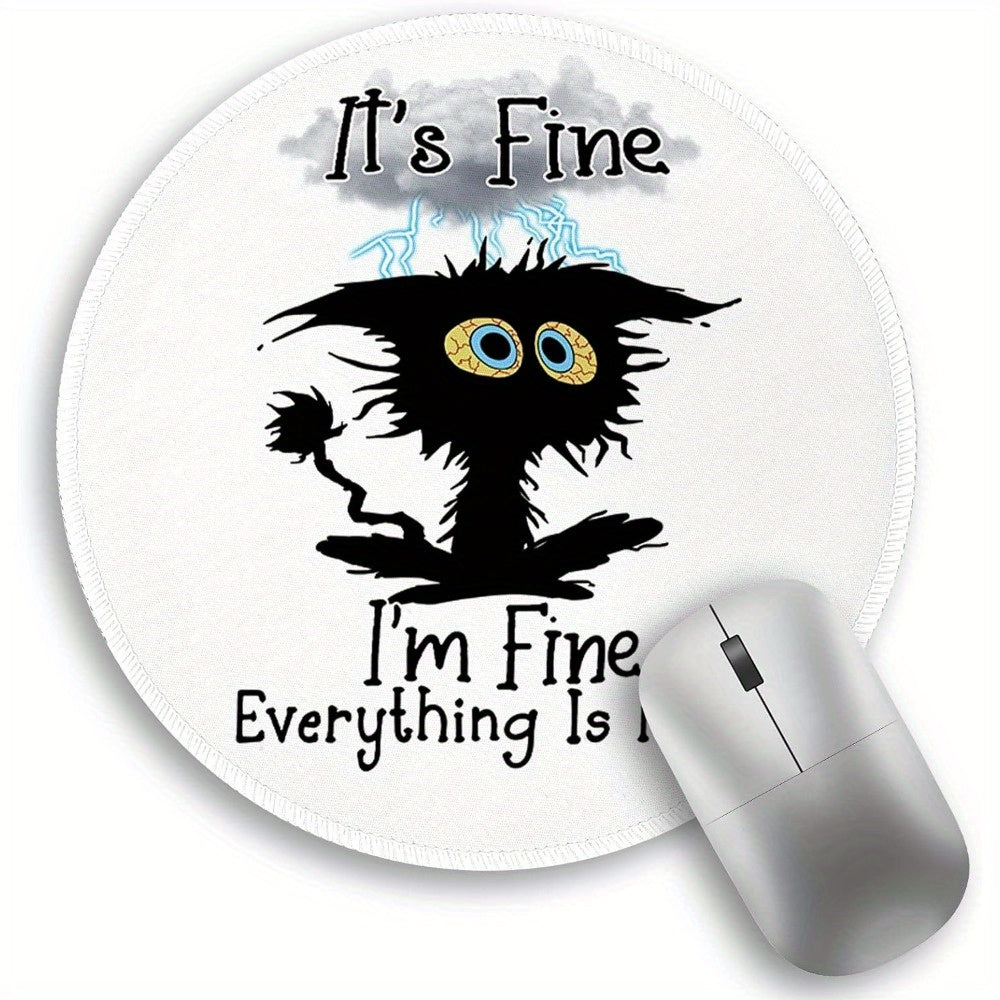 Funny Cat Round Mouse Pad - Small Mouse Mat for Computer