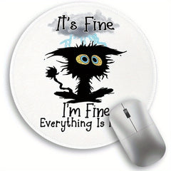 Funny Cat Round Mouse Pad - Small Mouse Mat for Computer