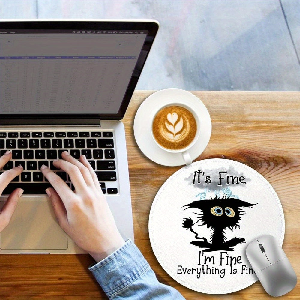 Funny Cat Round Mouse Pad - Small Mouse Mat for Computer