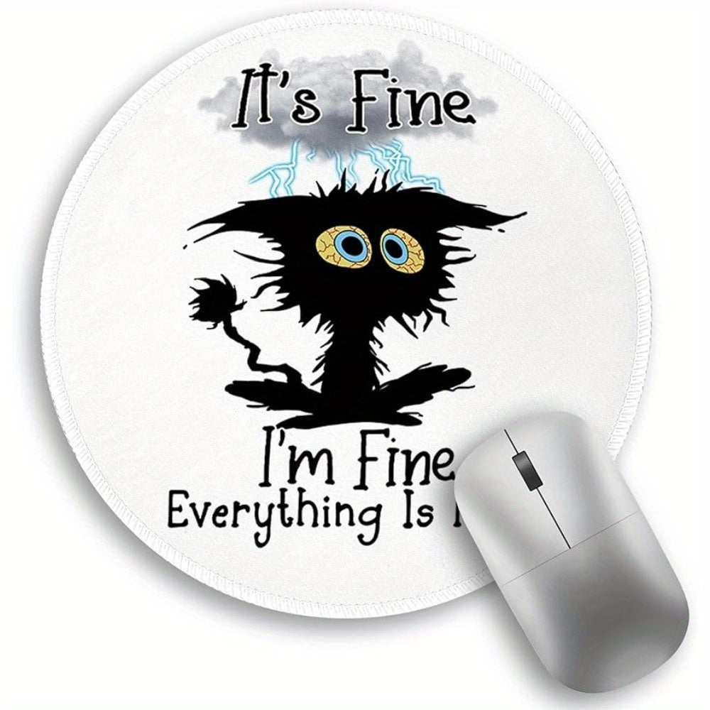Funny Cat Round Mouse Pad - Small Mouse Mat for Computer