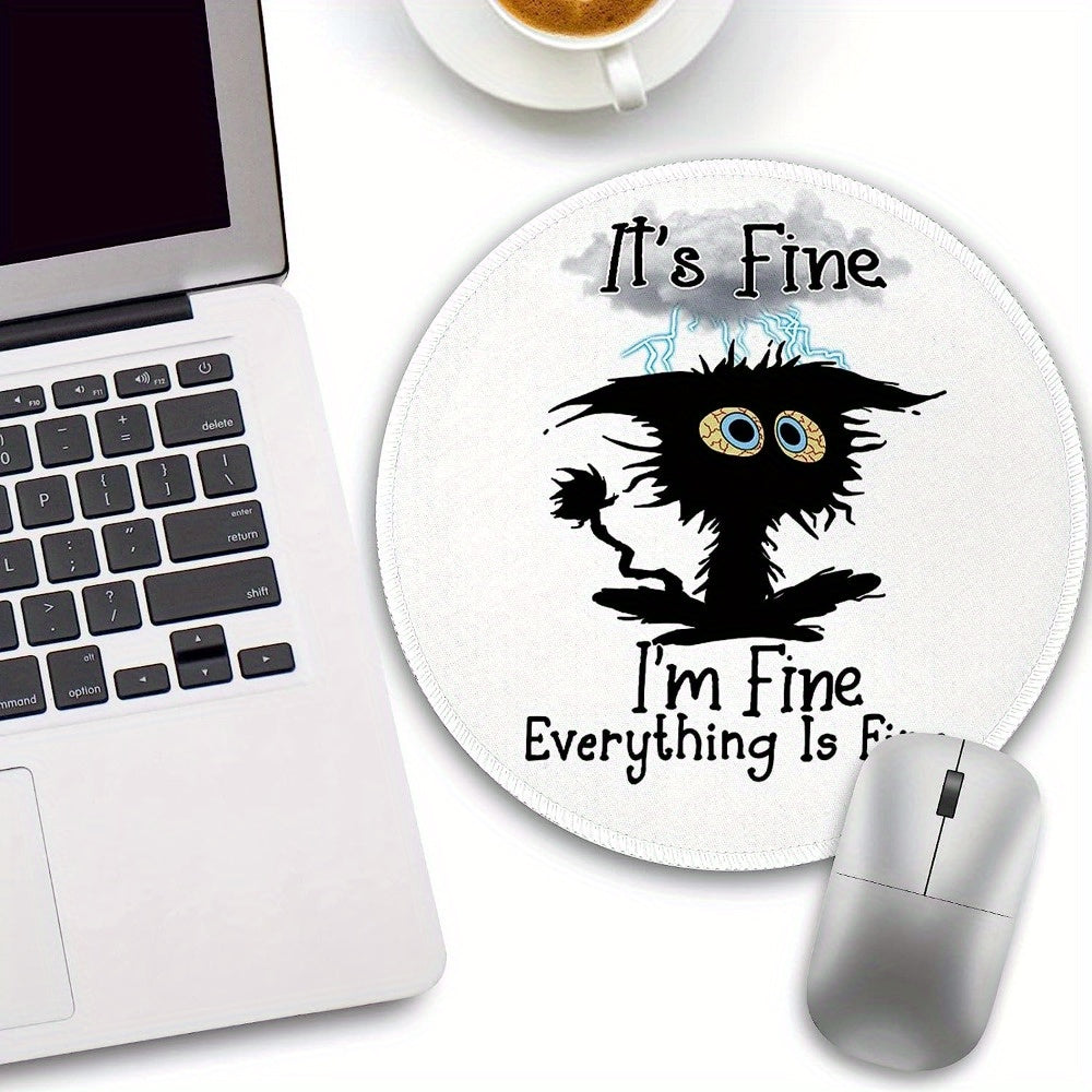 Funny Cat Round Mouse Pad - Small Mouse Mat for Computer