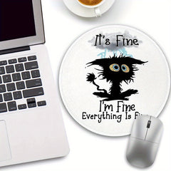 Funny Cat Round Mouse Pad - Small Mouse Mat for Computer