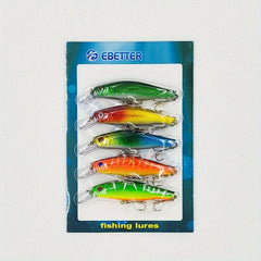5pcs Bionic Minnow Lure Hard Plastic Bait Treble Hook Fishing Accessory