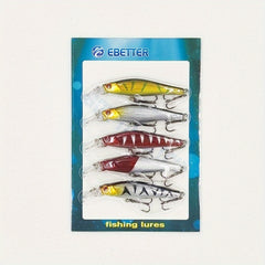 5pcs Bionic Minnow Lure Hard Plastic Bait Treble Hook Fishing Accessory