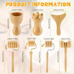 7pcs Wooden Face Massage Tool Set Skin Care Facial Massager Contouring Roller