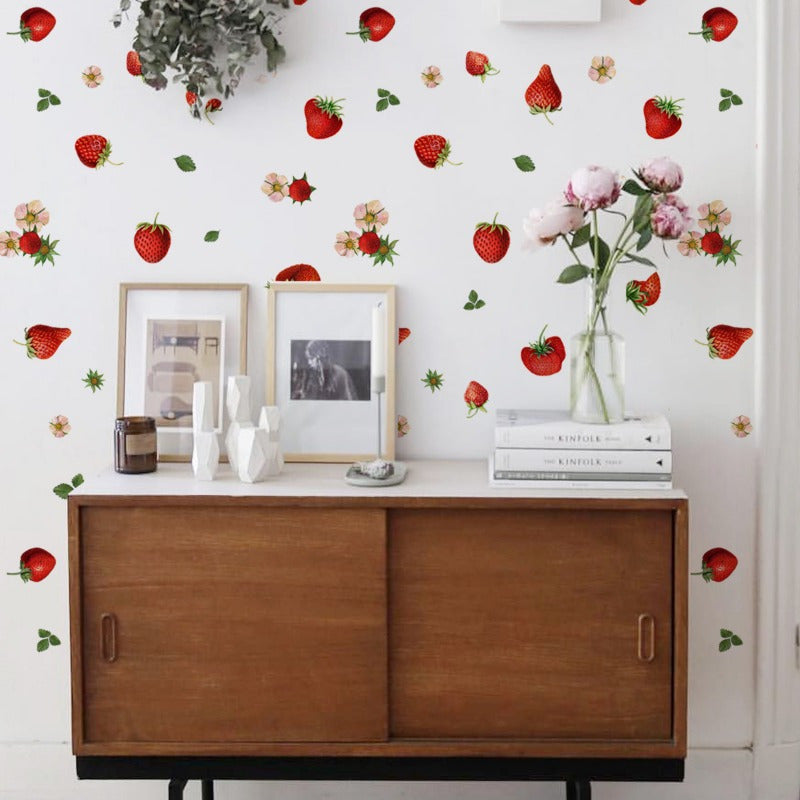 2pcs Strawberry Decal Wall Sticker Removable Decor