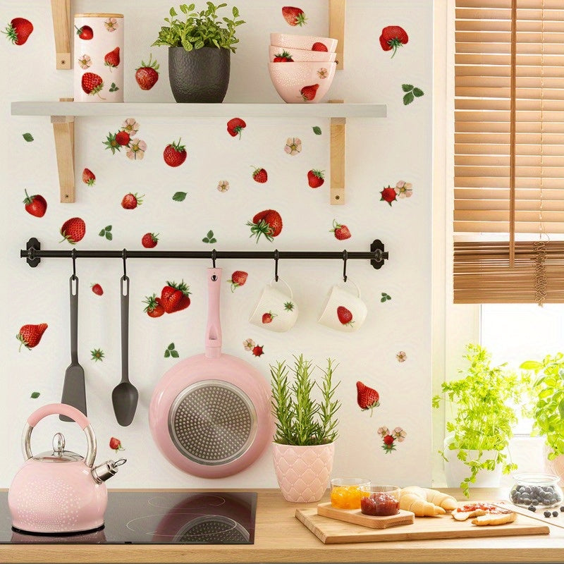 2pcs Strawberry Decal Wall Sticker Removable Decor