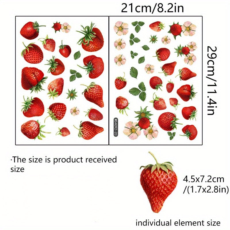 2pcs Strawberry Decal Wall Sticker Removable Decor
