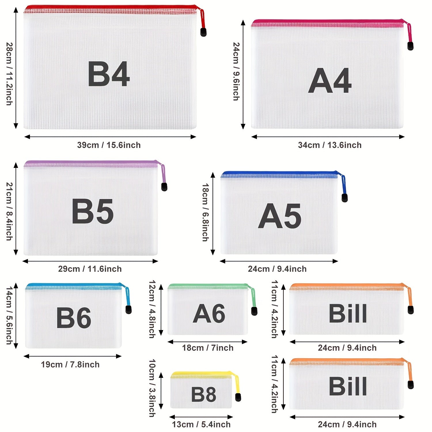 30PCS A5 Zipper Pocket File Bag for Travel, School & Office