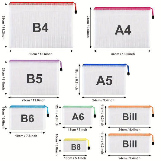 30PCS A5 Zipper Pocket File Bag for Travel, School & Office